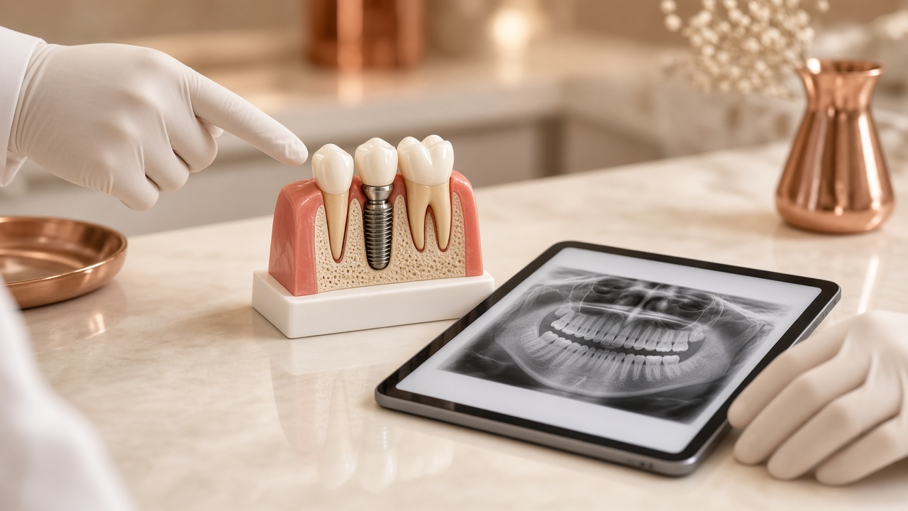 Dental implant model and digital jaw scan during treatment planning in Visakhapatnam