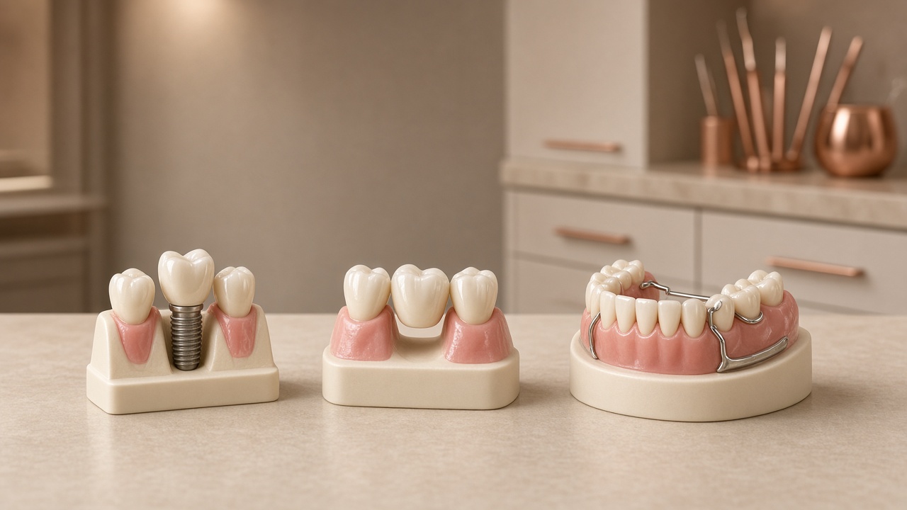 Dental implant bridge and partial denture options for replacing missing teeth